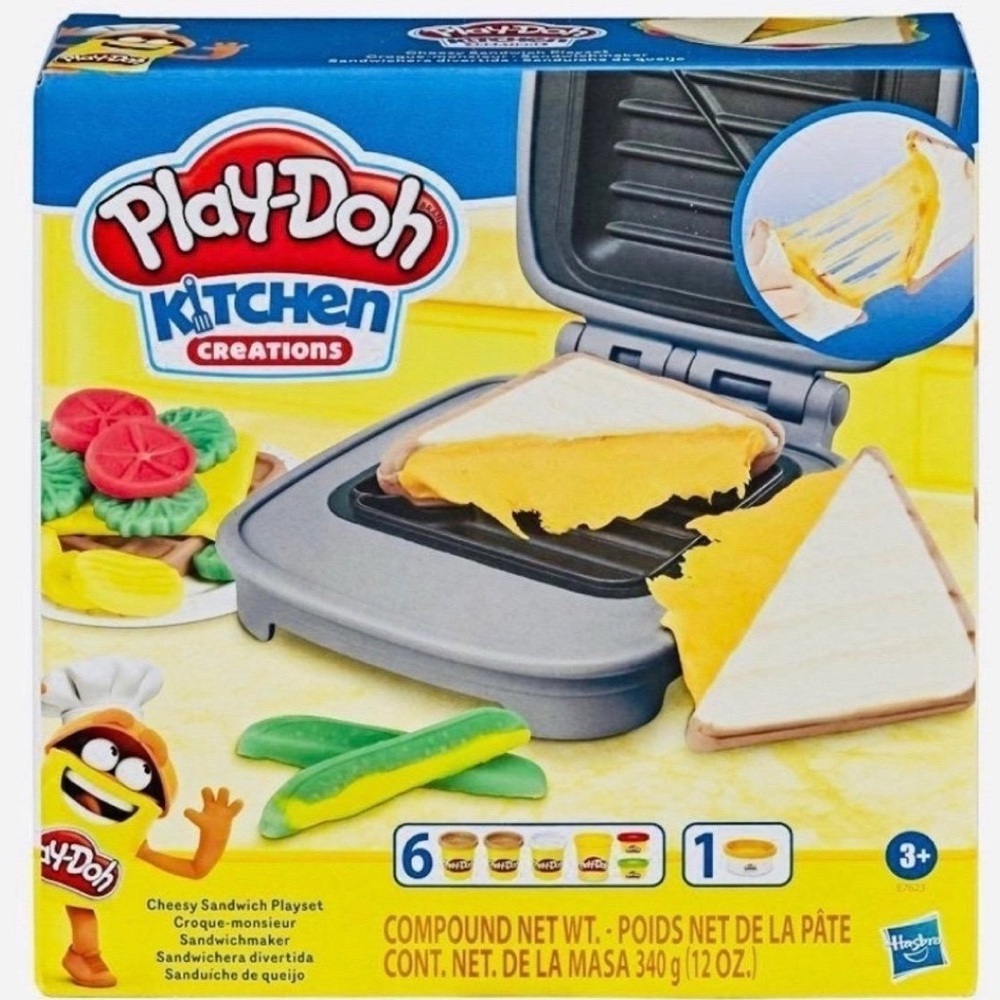 🆕 Play-Doh Kitchen Creations Cheesy Sandwich Pretend Play Playset